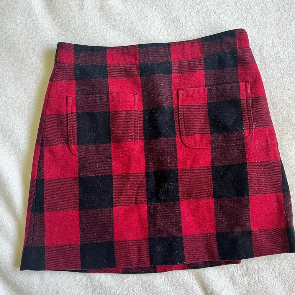 Buffalo check Plaid Red and Black Women's Skirt
